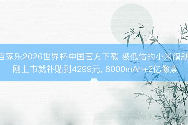 百家乐2026世界杯中国官方下载 被低估的小米旗舰， 刚上市就补贴到4299元， 8000mAh+2亿像素