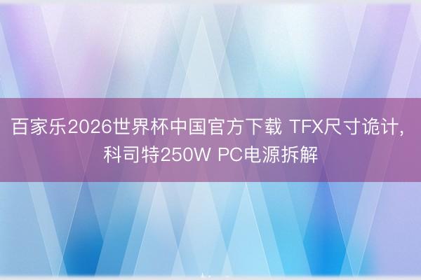 百家乐2026世界杯中国官方下载 TFX尺寸诡计， 科司特250W PC电源拆解