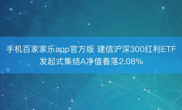 手机百家家乐app官方版 建信沪深300红利ETF发起式集结A净值着落2.08%